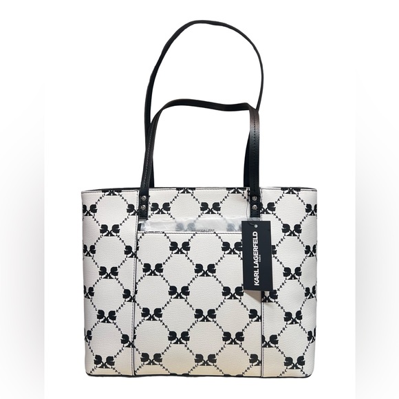 Karl Lagerfeld NWT Maybelle Black White Profile Face Paris Tote Purse Bag (P023) - Picture 2 of 12